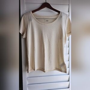 Joie Top Shirt  Ivory Short Sleeve Beige Cotton Soft size L